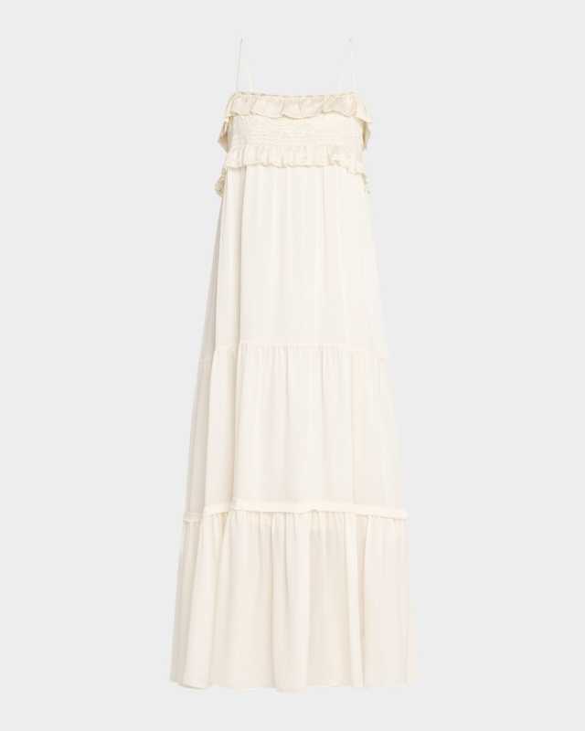 Ruffle Empire-Waist Tiered Ankle Dress